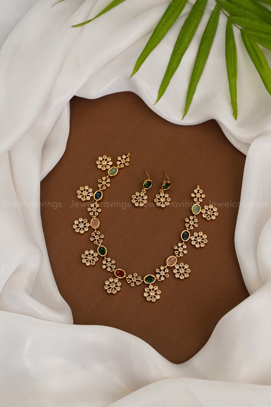 Multicolour Flower Necklace with Earrings