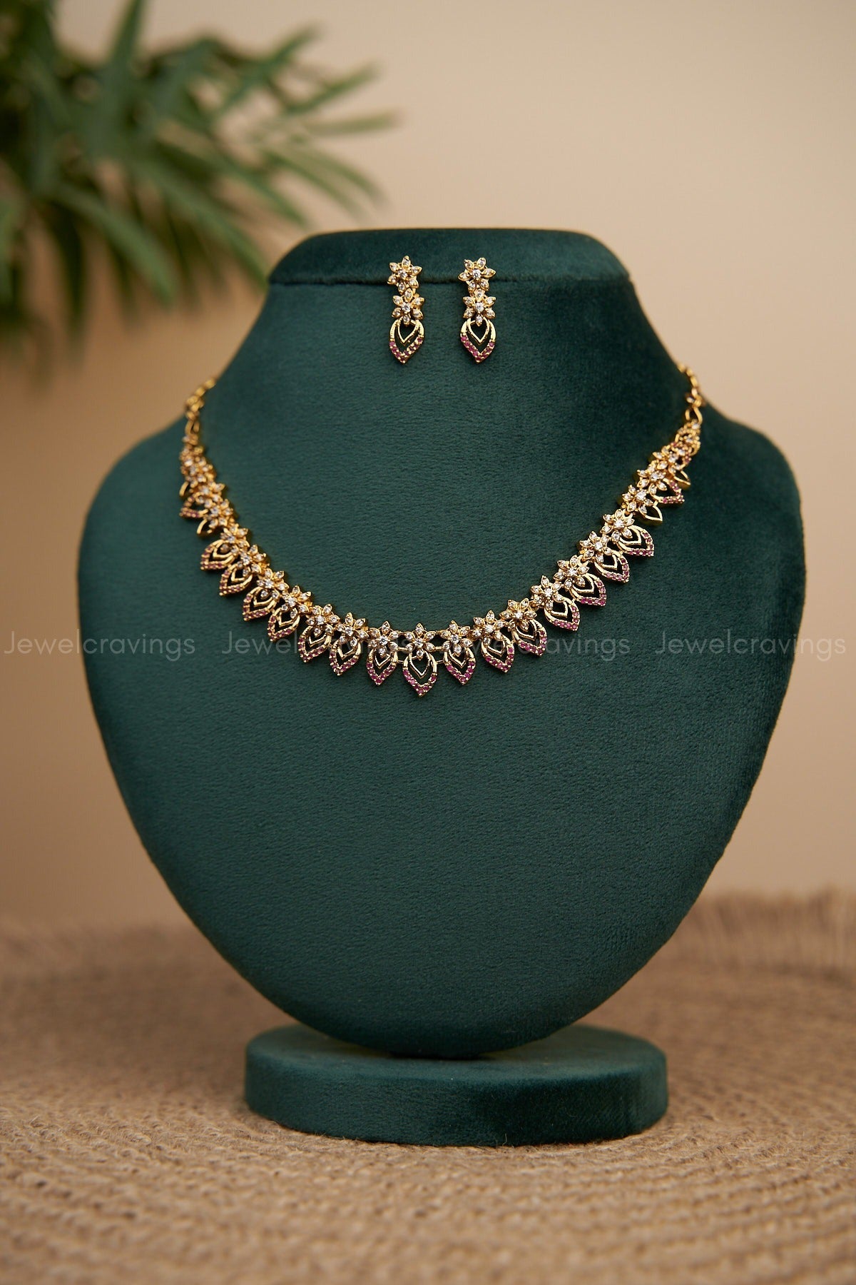 Hint of Maroon Necklace with Earrings