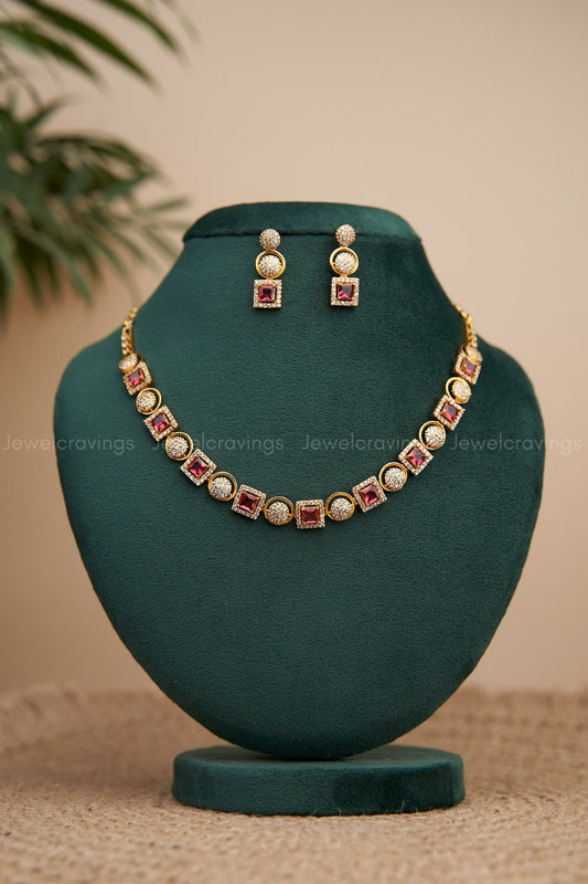 Ruby Gold Necklace with Earrings