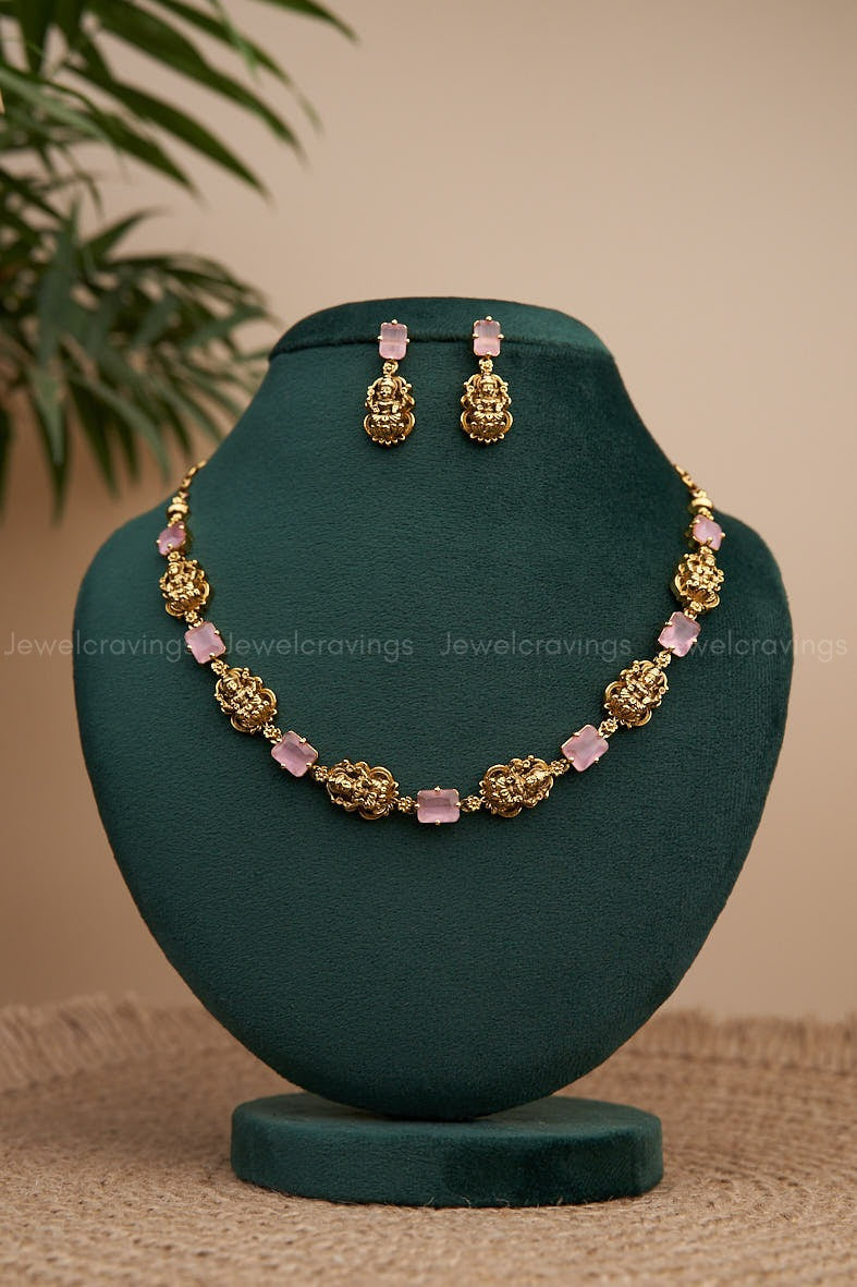 Antique Lakshmi Necklace with Earrings