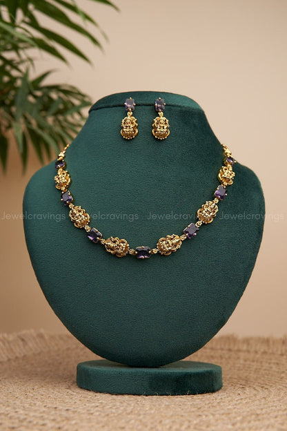 Antique Lakshmi Necklace with Earrings