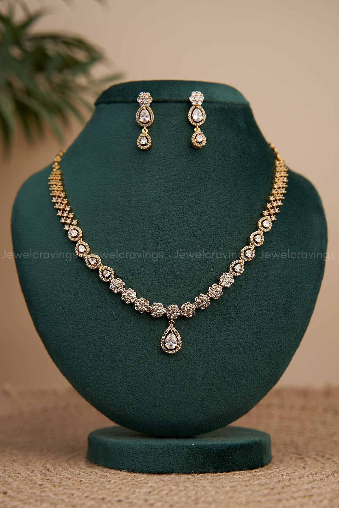 Diamond Look alike Studded Necklace with Earrings