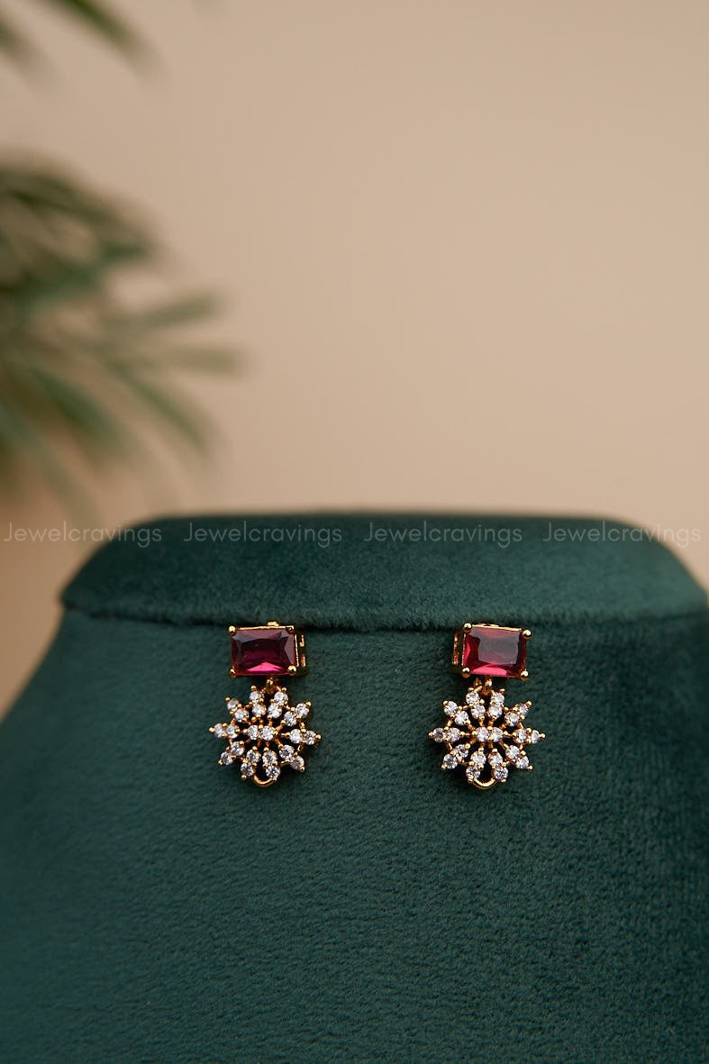 Navaratna CZ Fused Necklace with Earrings