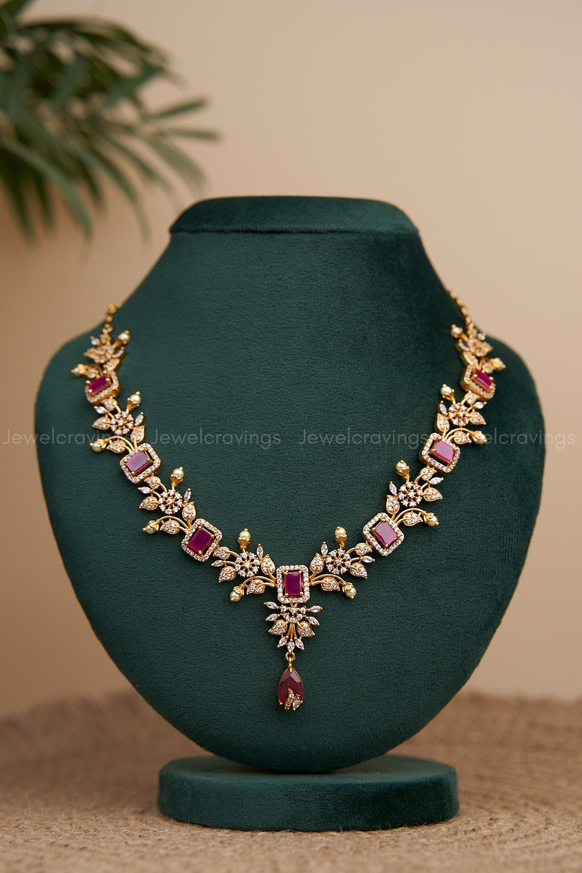 Grand Leaf AD Necklace with Earrings