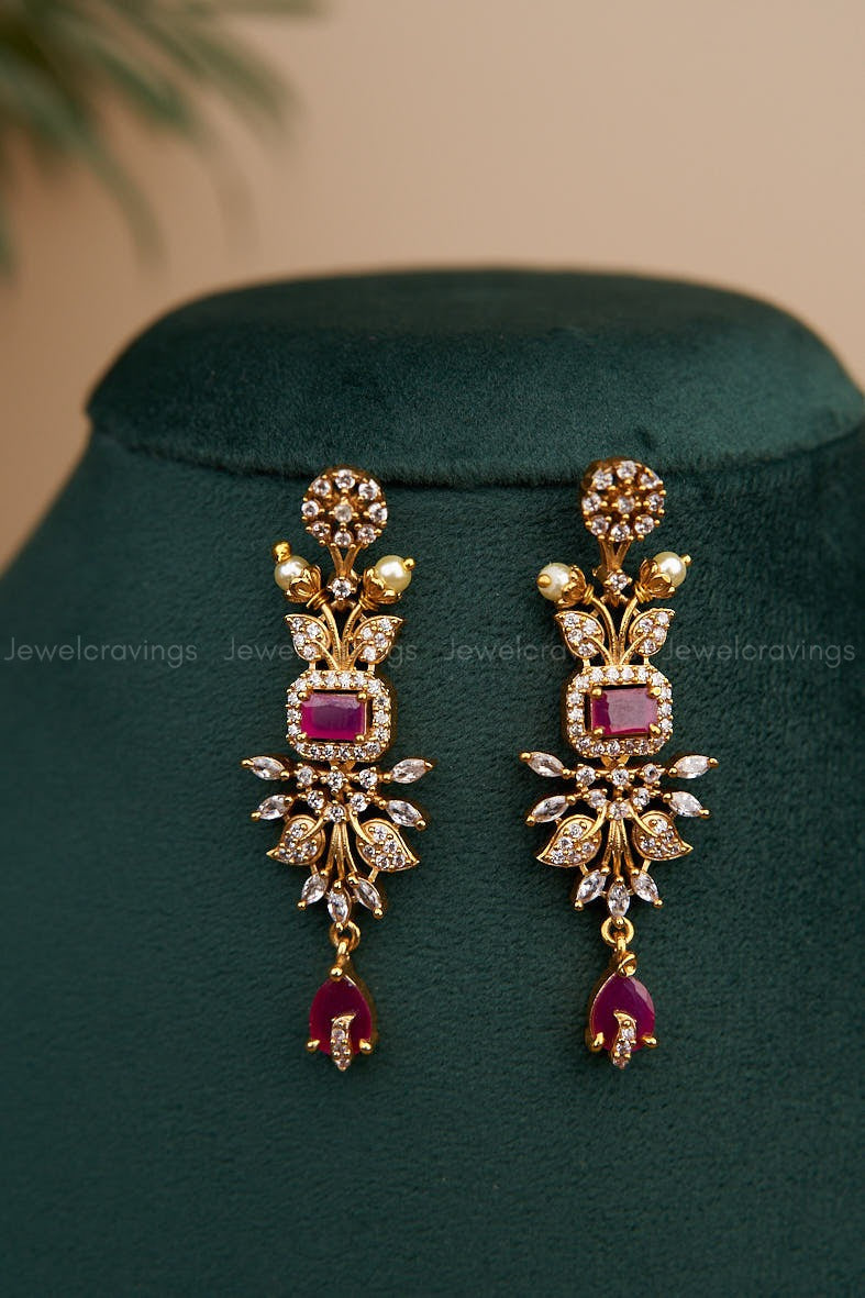 Grand Leaf AD Necklace with Earrings