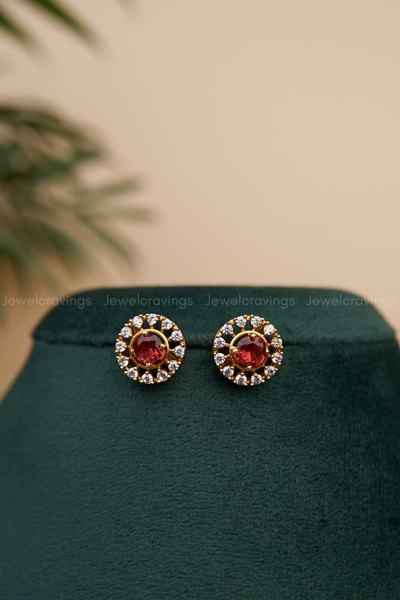 Designer Red Necklace With Stone Studded Earrings