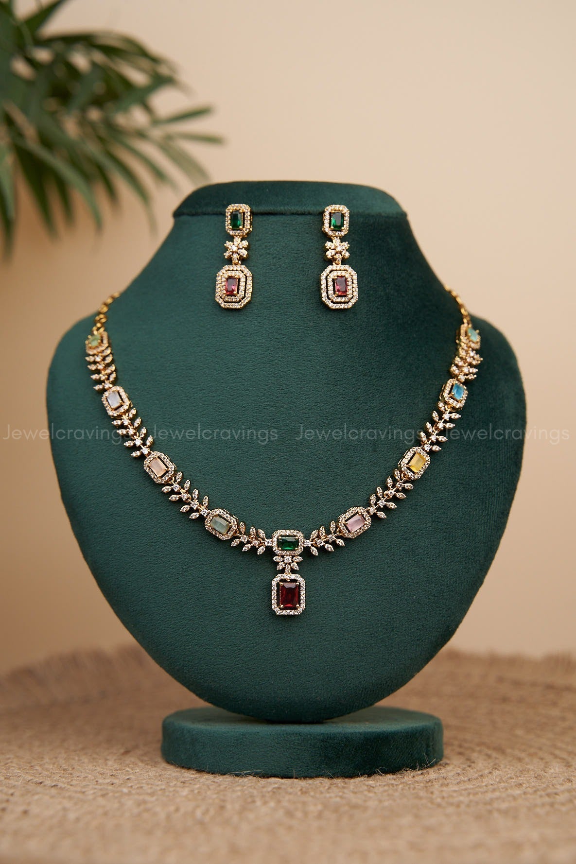 Pretty Multi Stone Necklace with Earrings