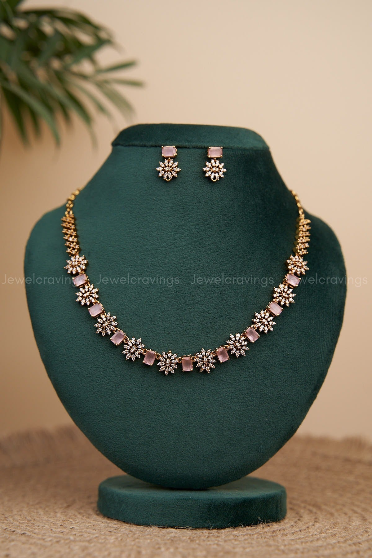 Navaratna CZ Fused Necklace with Earrings