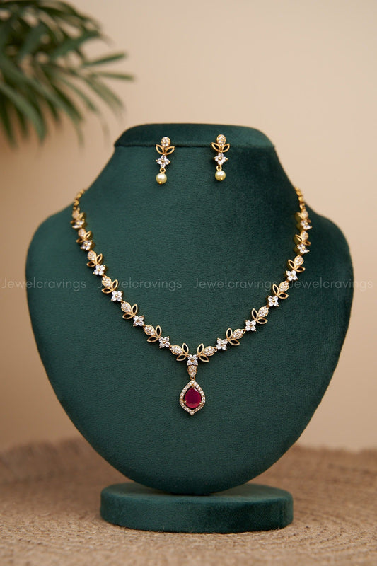 Ruby Drops Necklace with Earrings