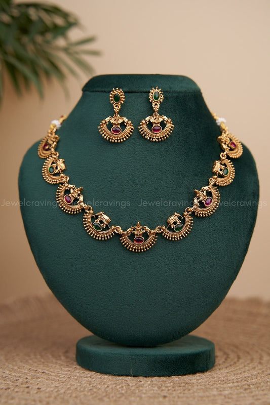 Lakshmi Antique Necklace with Earrings