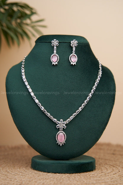 Gemstone Pendant Necklace with Earrings