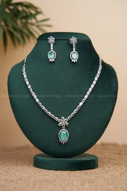 Gemstone Pendant Necklace with Earrings