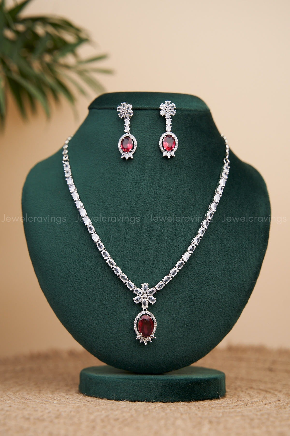 Gemstone Pendant Necklace with Earrings