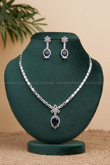 Gemstone Pendant Necklace with Earrings