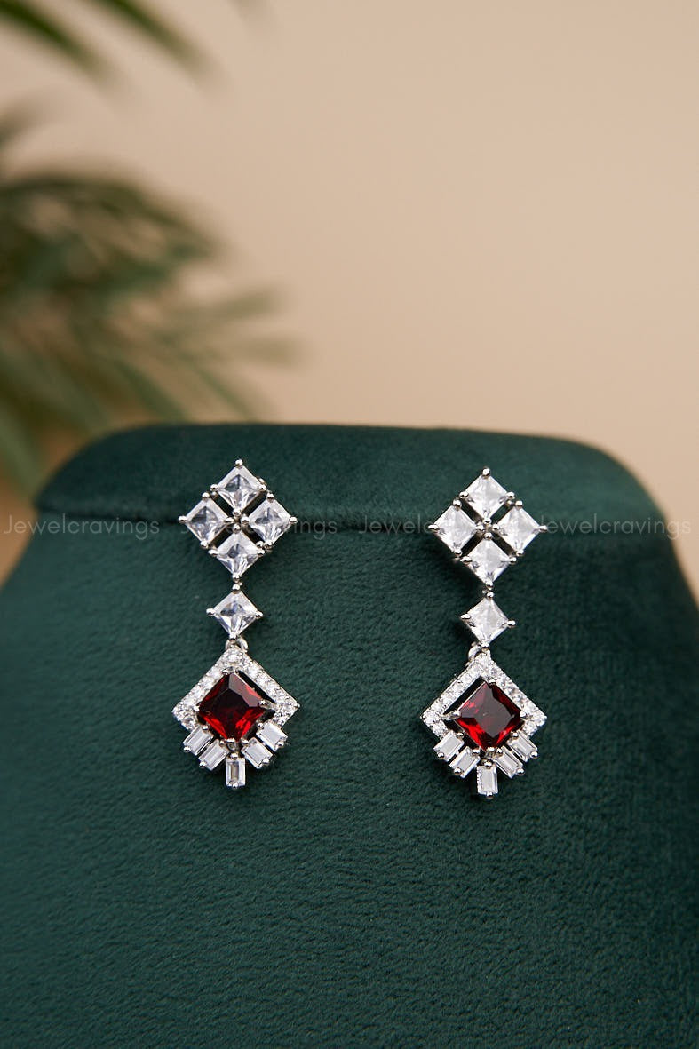 Diamond Stone Pendant Necklace with Earrings