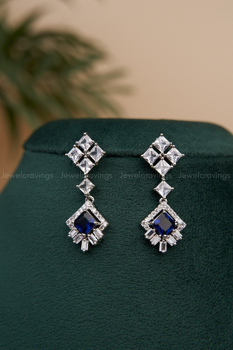 Diamond Stone Pendant Necklace with Earrings