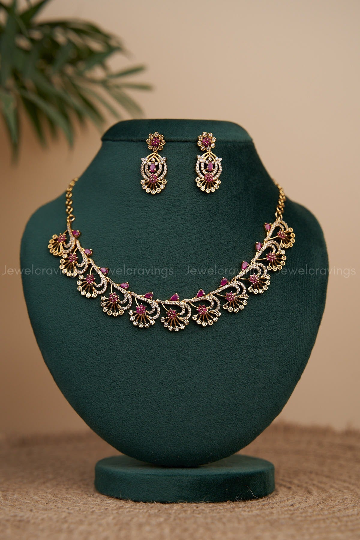 Peacock Floral Necklace with Earrings