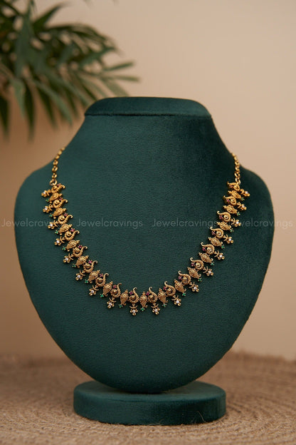 Sangu Gold Look Necklace with Jhumka