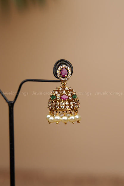 Sangu Gold Look Necklace with Jhumka