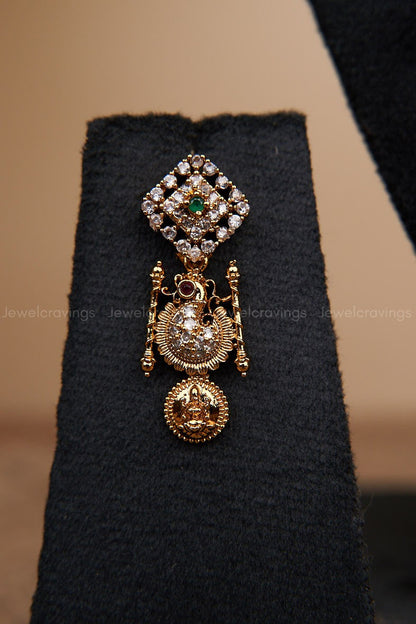 Lakshmi Coin Peacock Long Haram with Earrings