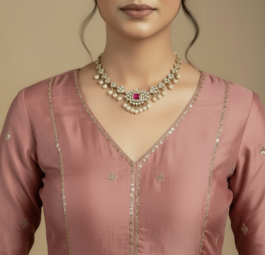 Pearl Overload Antique Necklace with Earrings