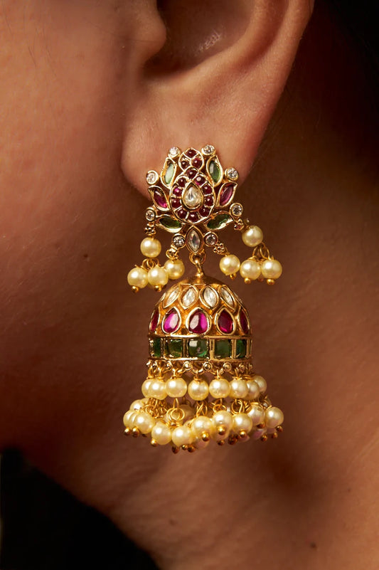 Double Layer Pearl Hanging Jhumka