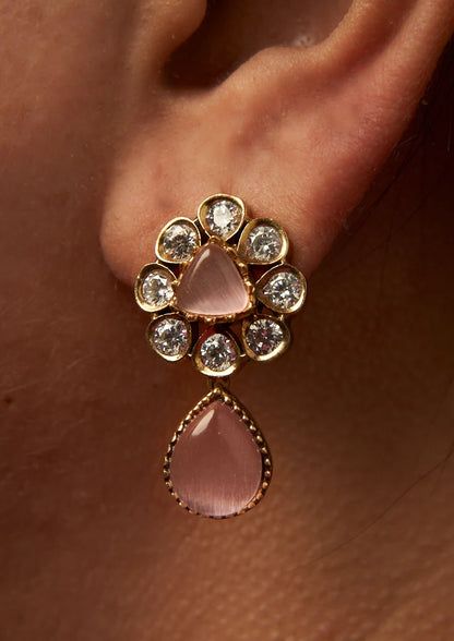 Victorian Light Pink Stone Studded Earrings