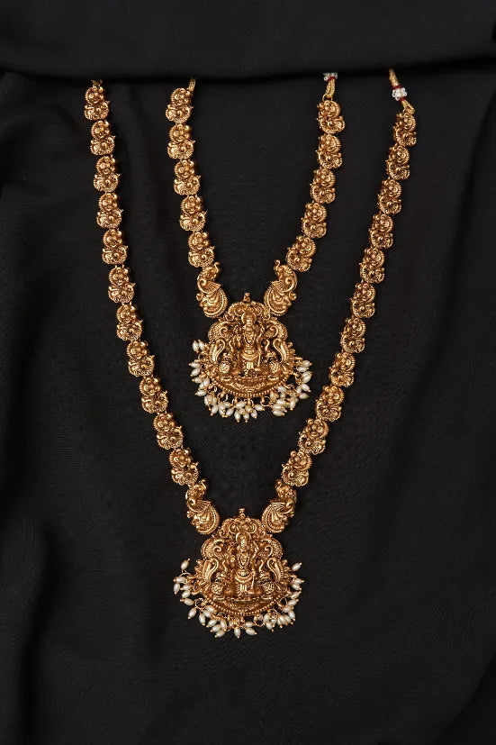 Vishnu Idol Rice Pearl Haaram Combo Set