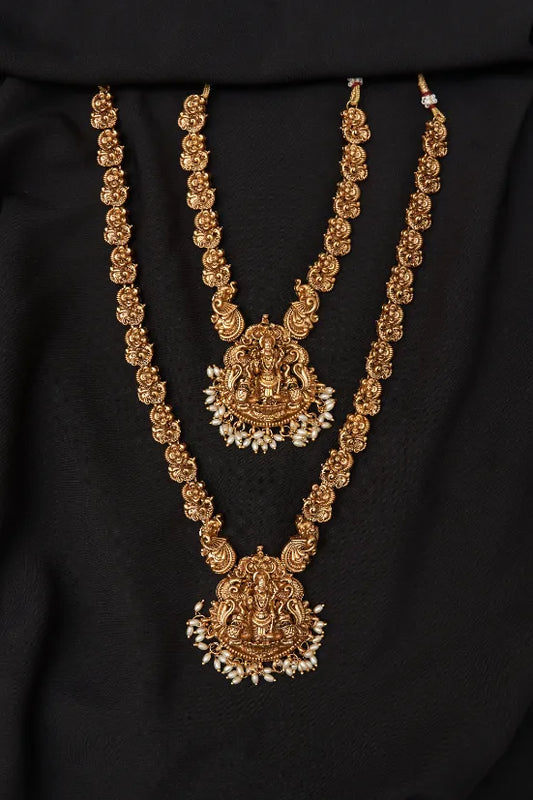 Vishnu Idol Rice Pearl Haaram Combo Set