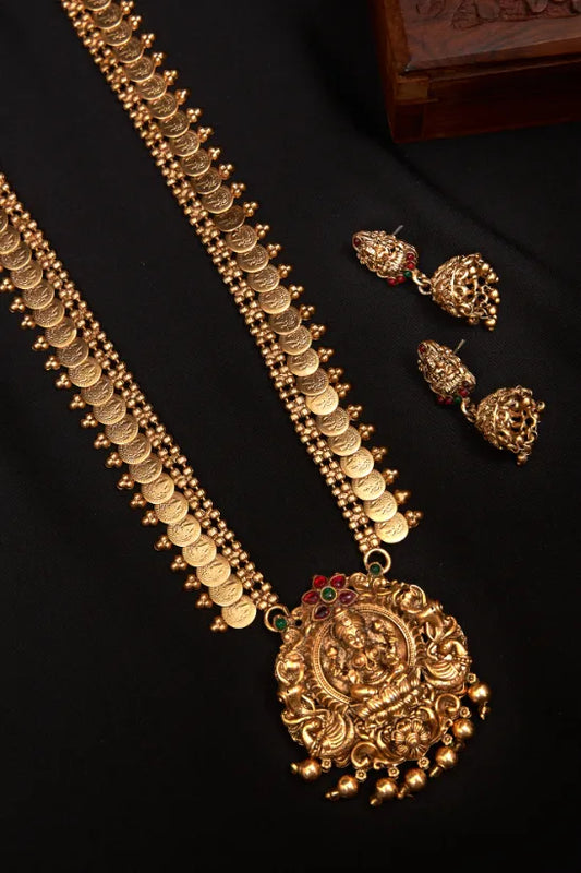 Antique Lakshmi Idol Beads Coin Haaram set
