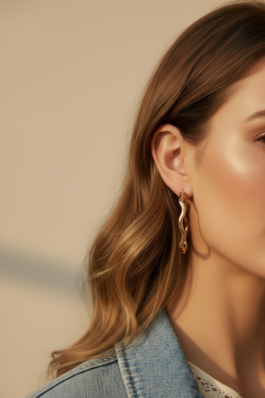 Big size Golden curvy hoops