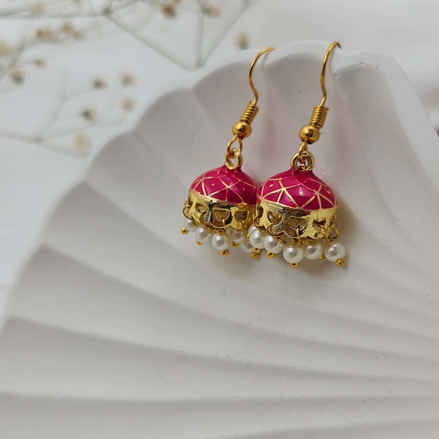 Dark Pink Pearl Mini Sized Jumkas