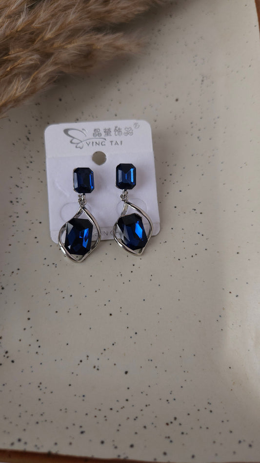 Dual stone Blue Earrings