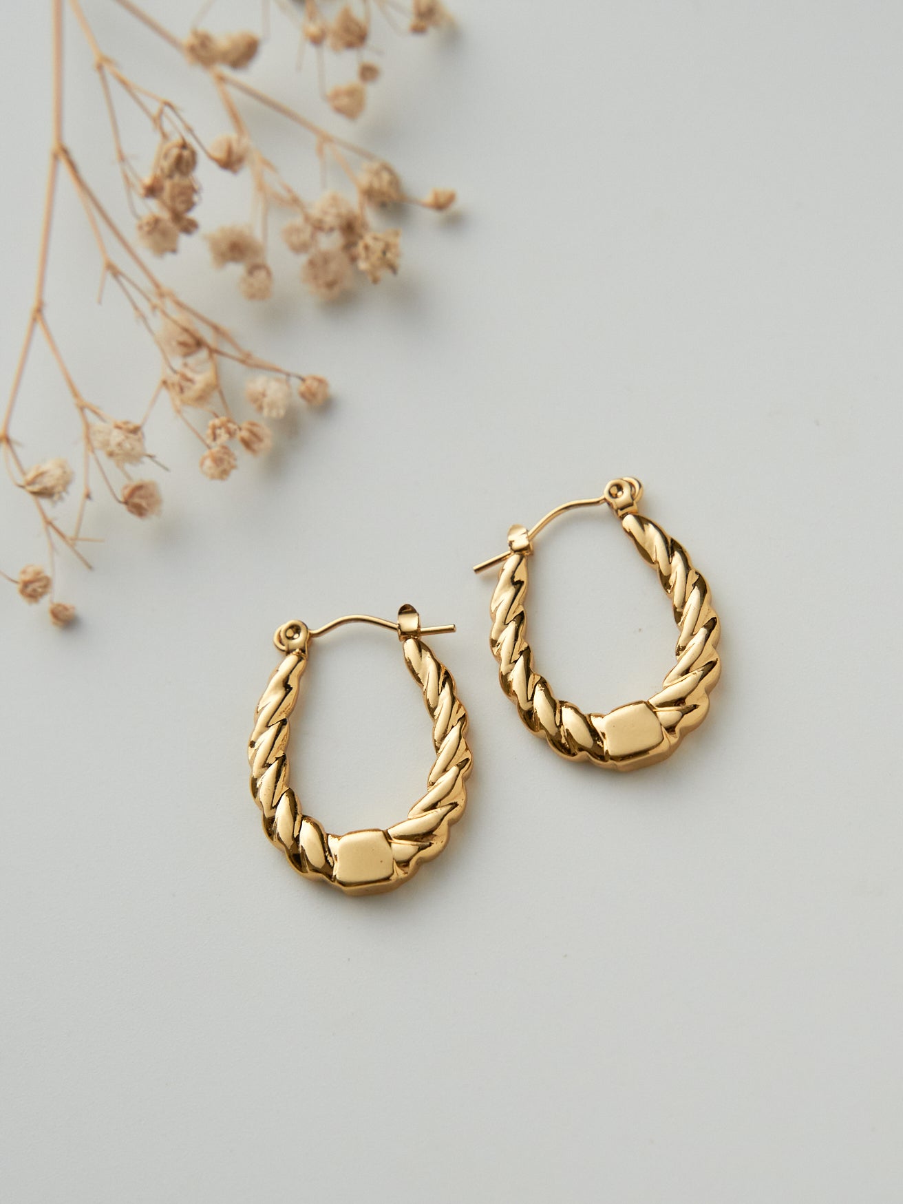 Oval twist hoops