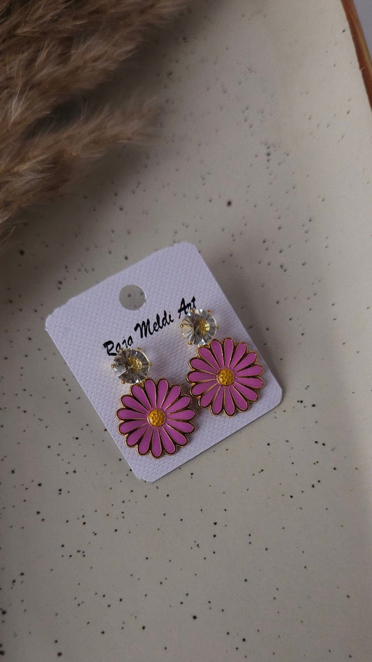 Pink sunflower Earrings 🌸