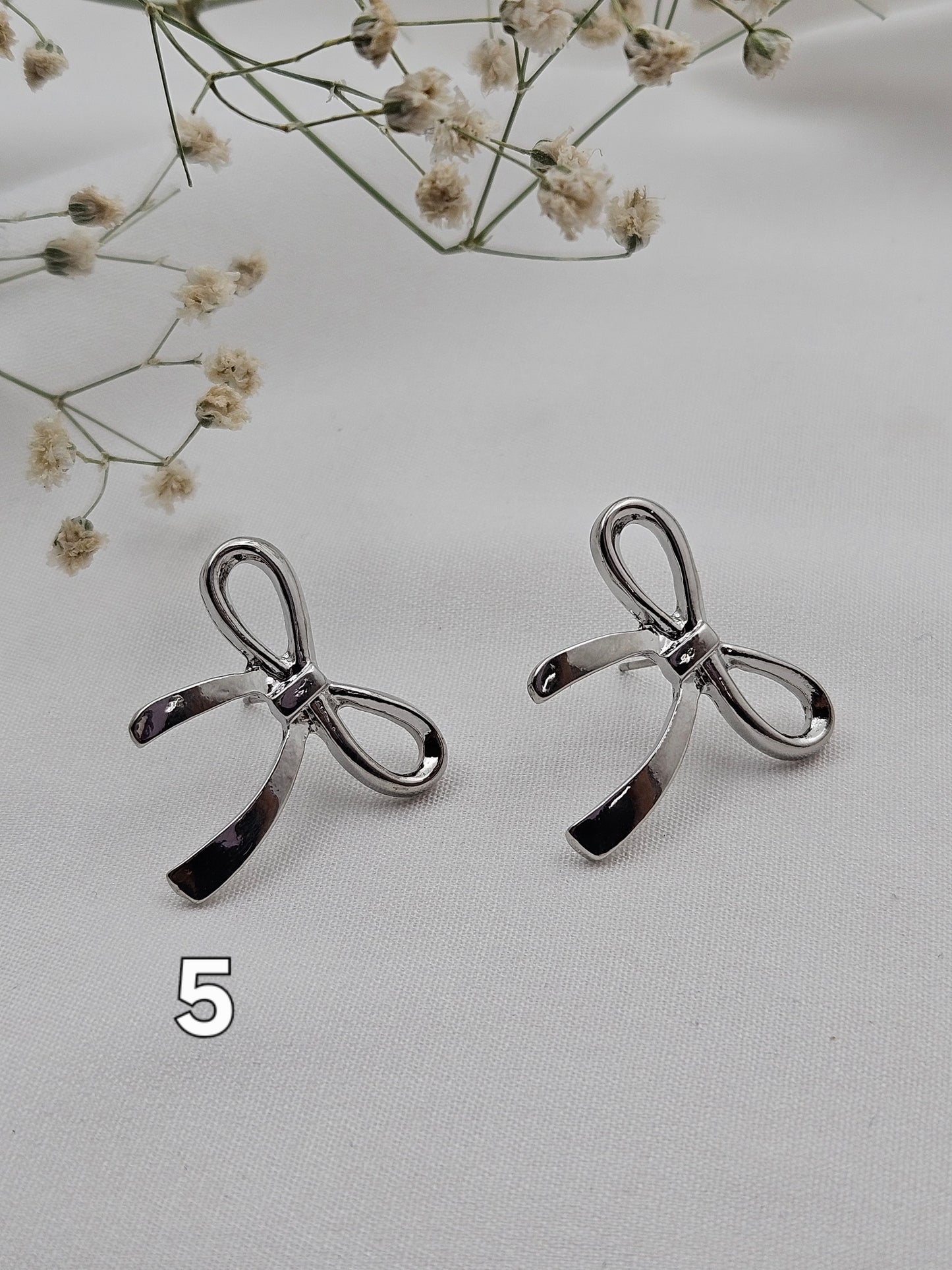 Hollow Bow Silver Earrings