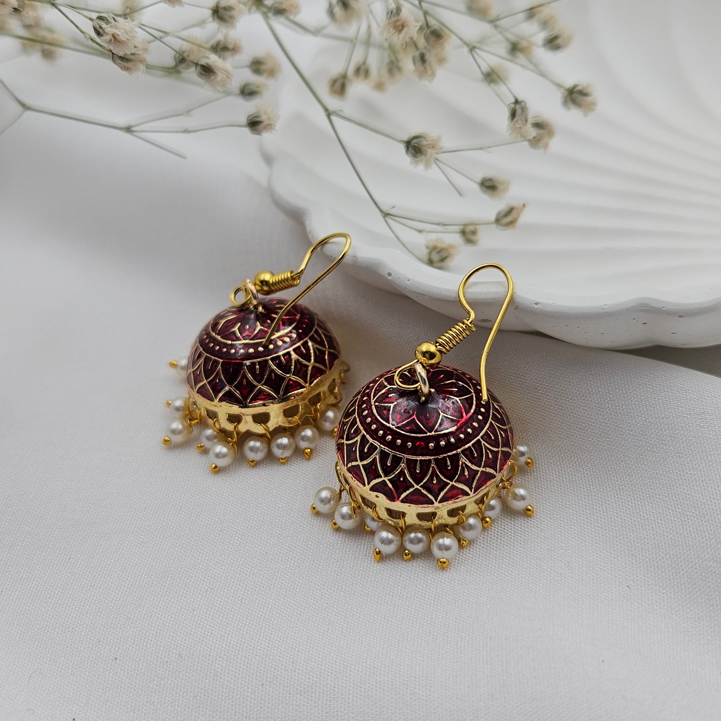 Maroon pearl Jumka