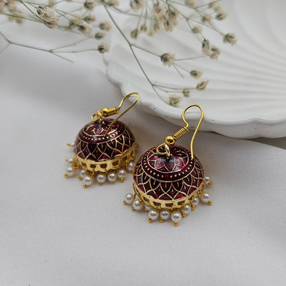 Maroon pearl Jumka