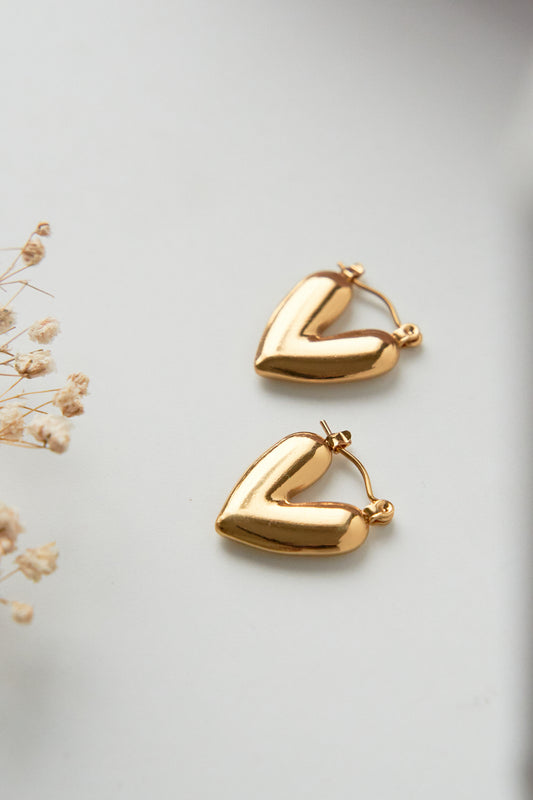 Heart shiny hoops